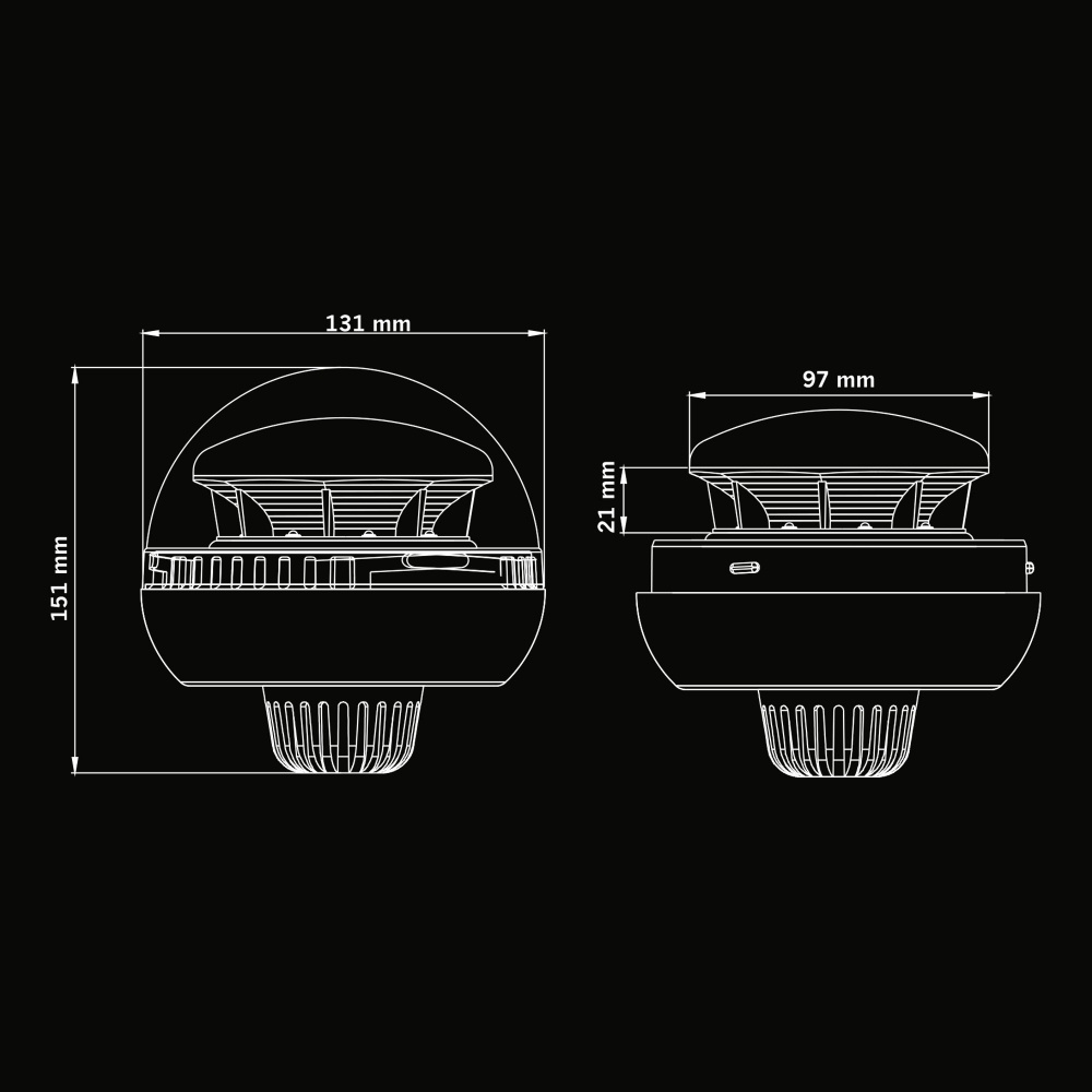 Strands Big Energy Roterende Advarselslys Orange Linse Stangmontering