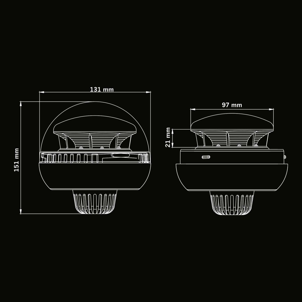 Strands Big Energy Roterende Advarselslys Orange Linse Stangmontering