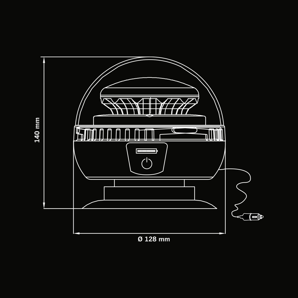 Strands Big Energy Bærbar Roterende Advarselslys Orange Linse