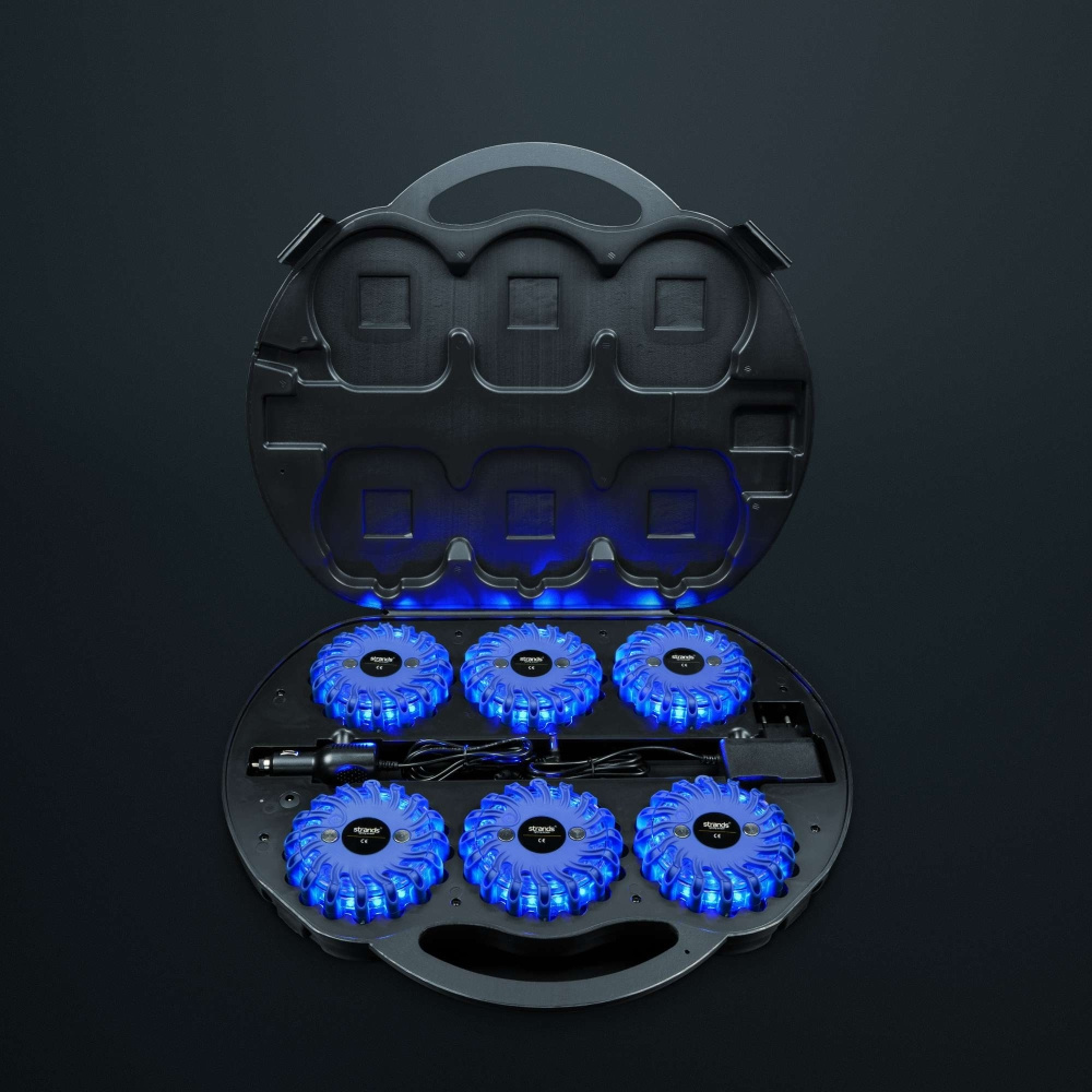 Strands Varning/Riktat Blinklys Kugle Blå LED, 6-Pak i Taske