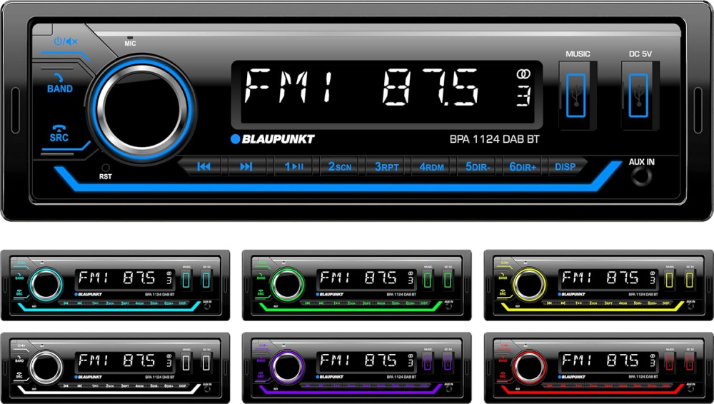 Blaupunkt BPA 1124 DAB BT, bilstereo med Bluetooth, DAB & 3 par lavniveau