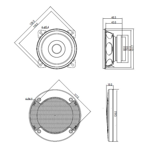 Blaupunkt ICx 401, 4 tommer højttaler, par