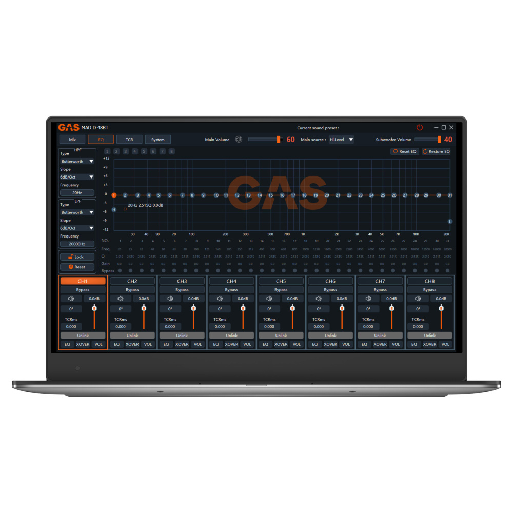 GAS MAD D-48BT, 8-kanals DSP med Bluetooth