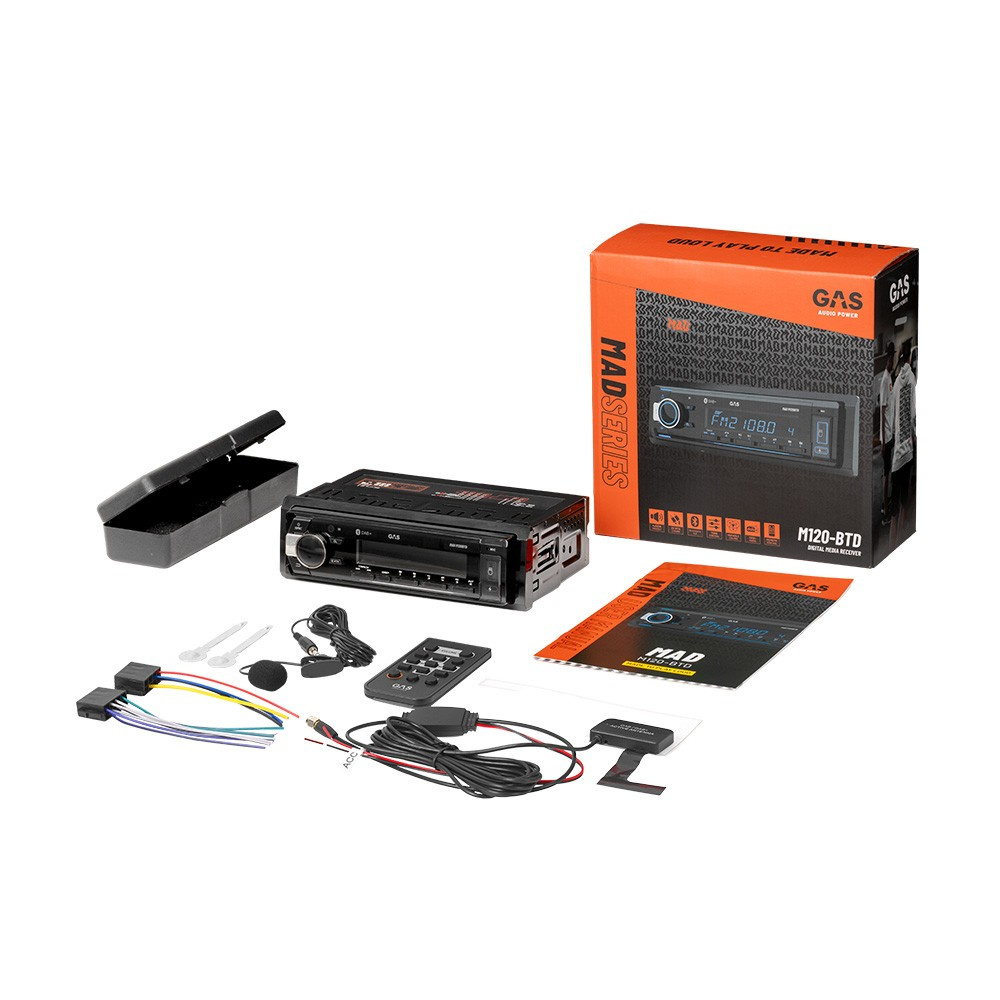GAS MAD M120-BTD, bilstereo med Bluetooth 5.3, DAB, USB-C & 2 par lavniveau