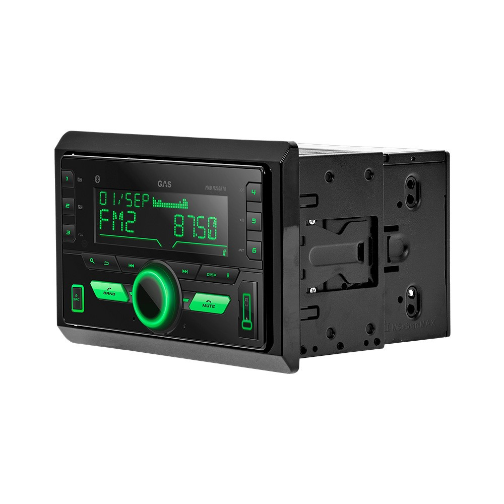 GAS MAD M210-BTR, 2-DIN bilstereo med Bluetooth og 2 par lavniveauudgange