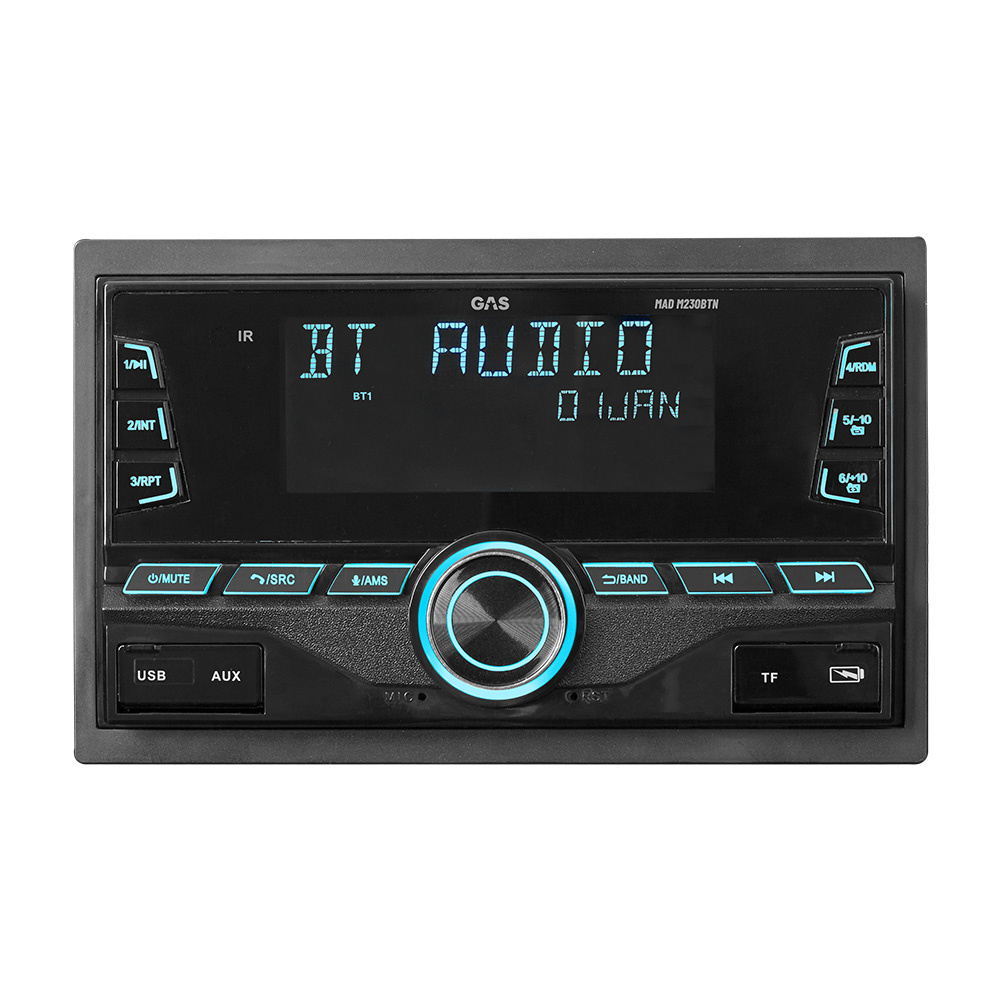 GAS MAD M230-BTN dobbelt-DIN med Bluetooth, DSP og 3 par lavniveau