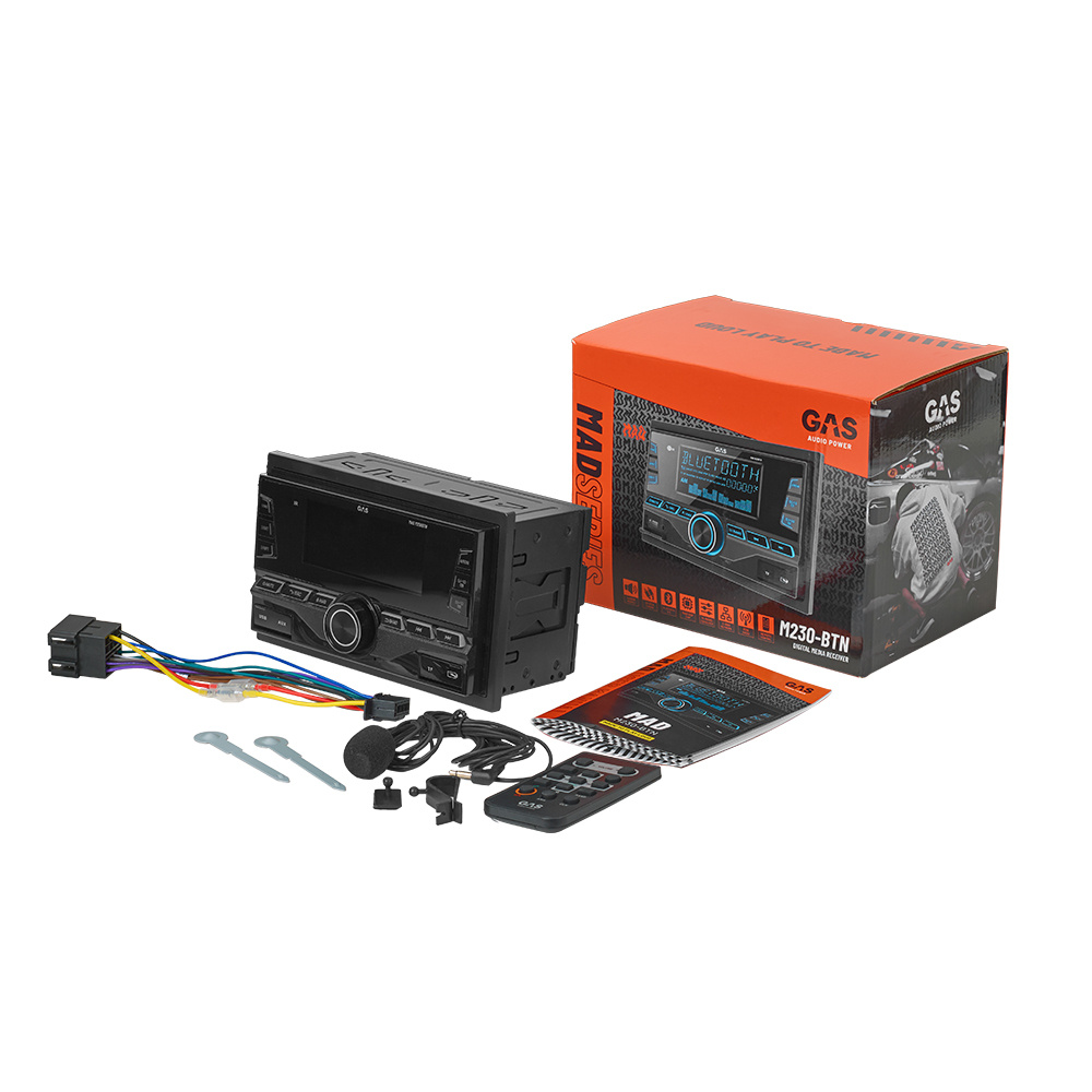 GAS MAD M230-BTN dobbelt-DIN med Bluetooth, DSP og 3 par lavniveau