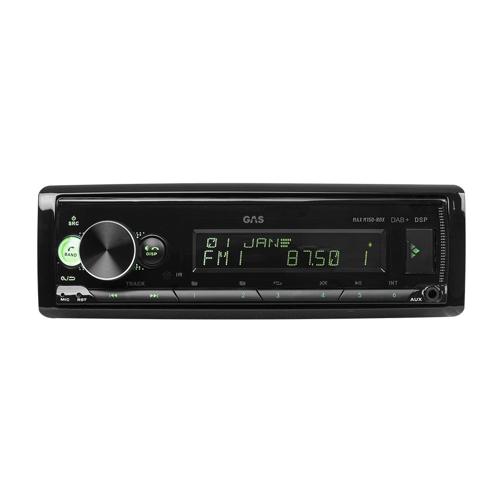 GAS MAX M150-BDX bilstereo med Bluetooth, DAB, 32-bit DSP og 3 par (4V) lavniveau