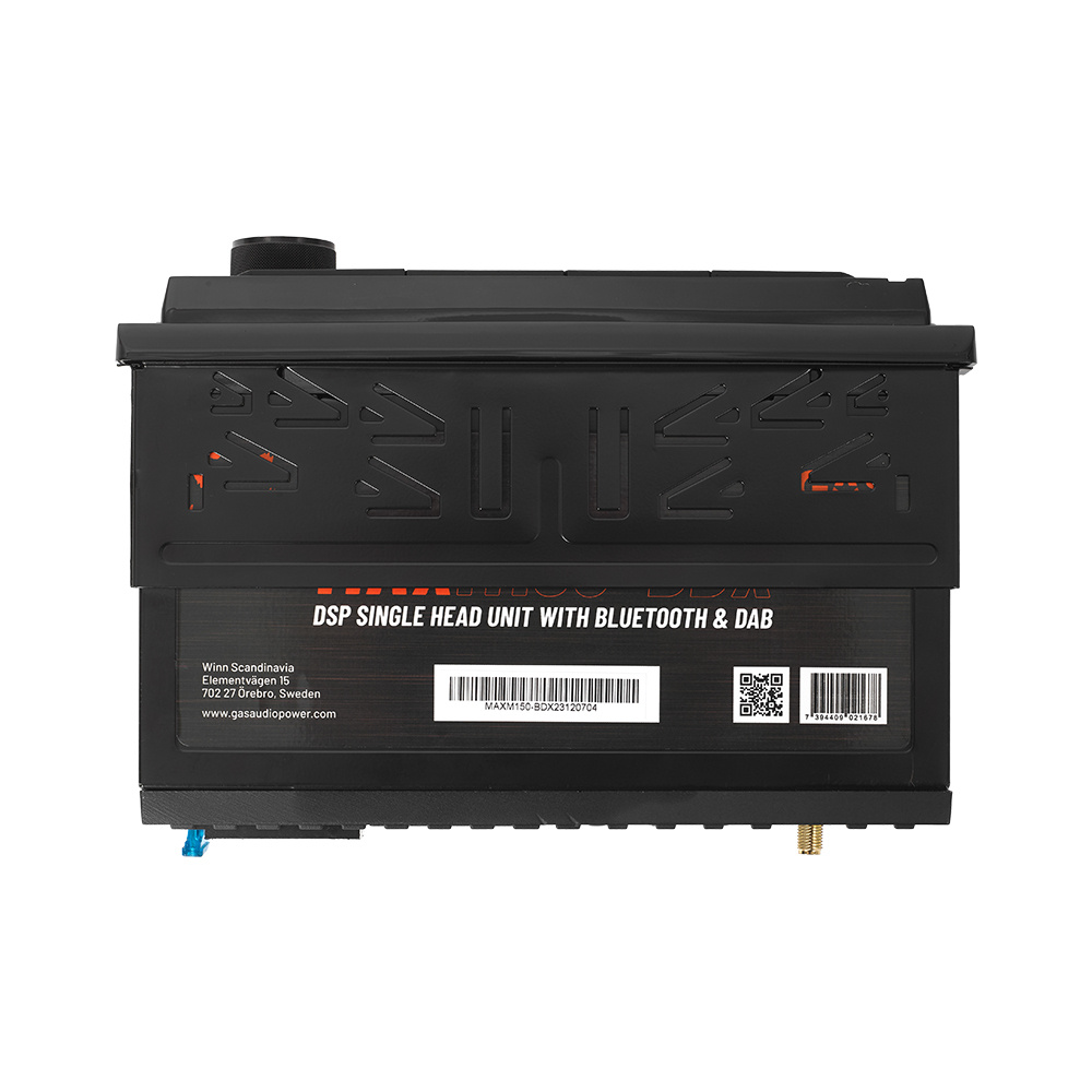 GAS MAX M150-BDX bilstereo med Bluetooth, DAB, 32-bit DSP og 3 par (4V) lavniveau