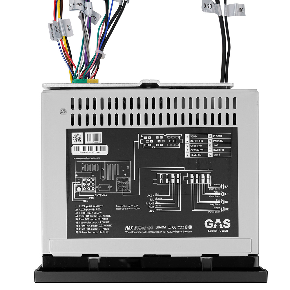 GAS MAX MV240-BT, bilstereo med Apple CarPlay, Bluetooth, handsfree og mere