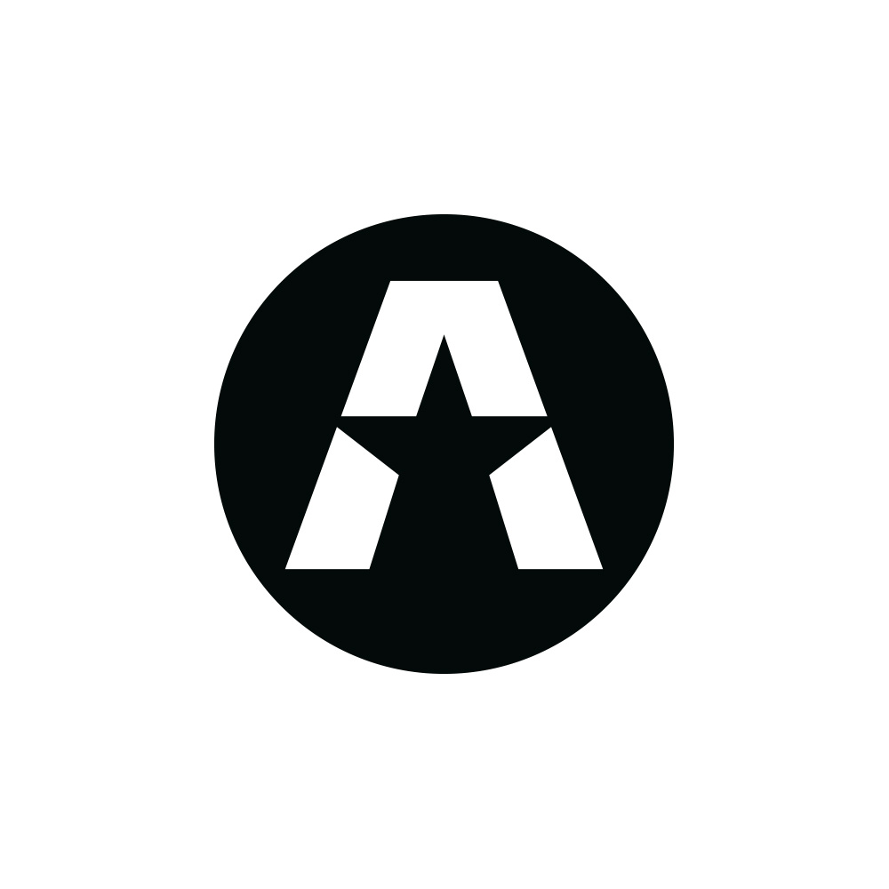 GAS A STAR-klistermærke 7x7cm, sort og hvid