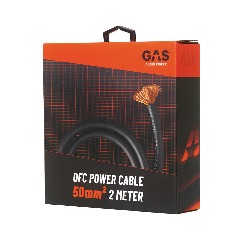 GAS MAX sort 50mm² OFC-strømkabel, 2 meter