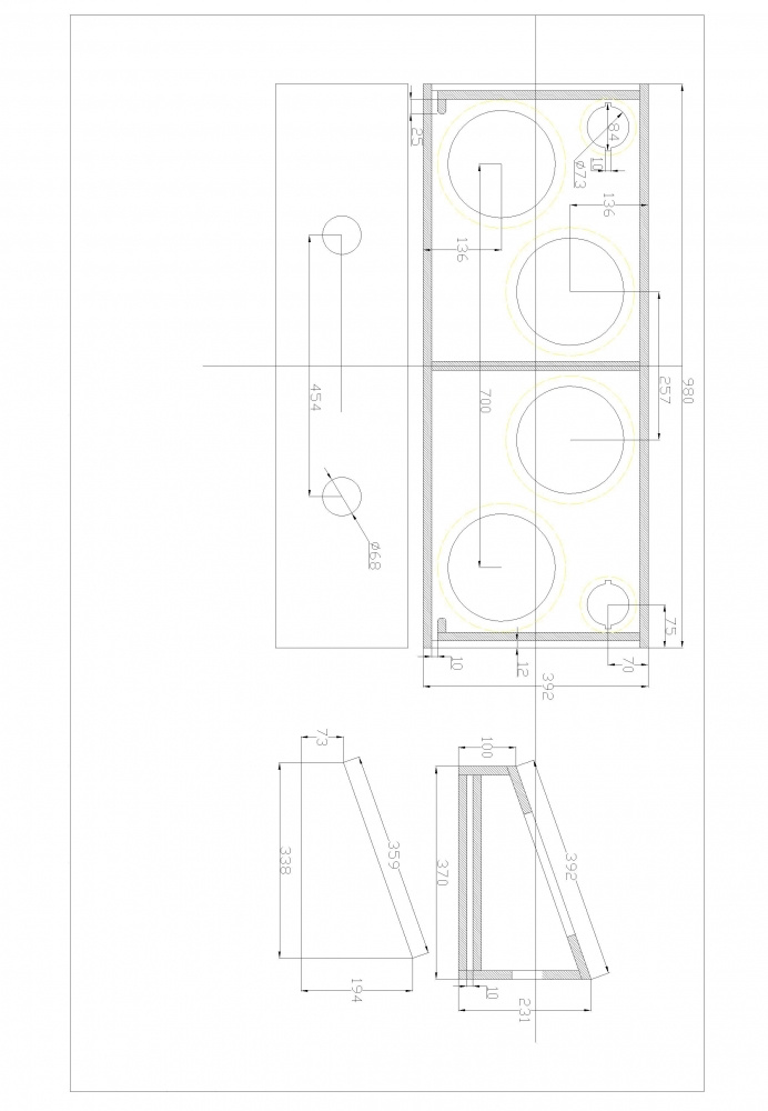 GAS PRO, Tom raggarplanka, SPL-låda 4x8tum med diskanthål
