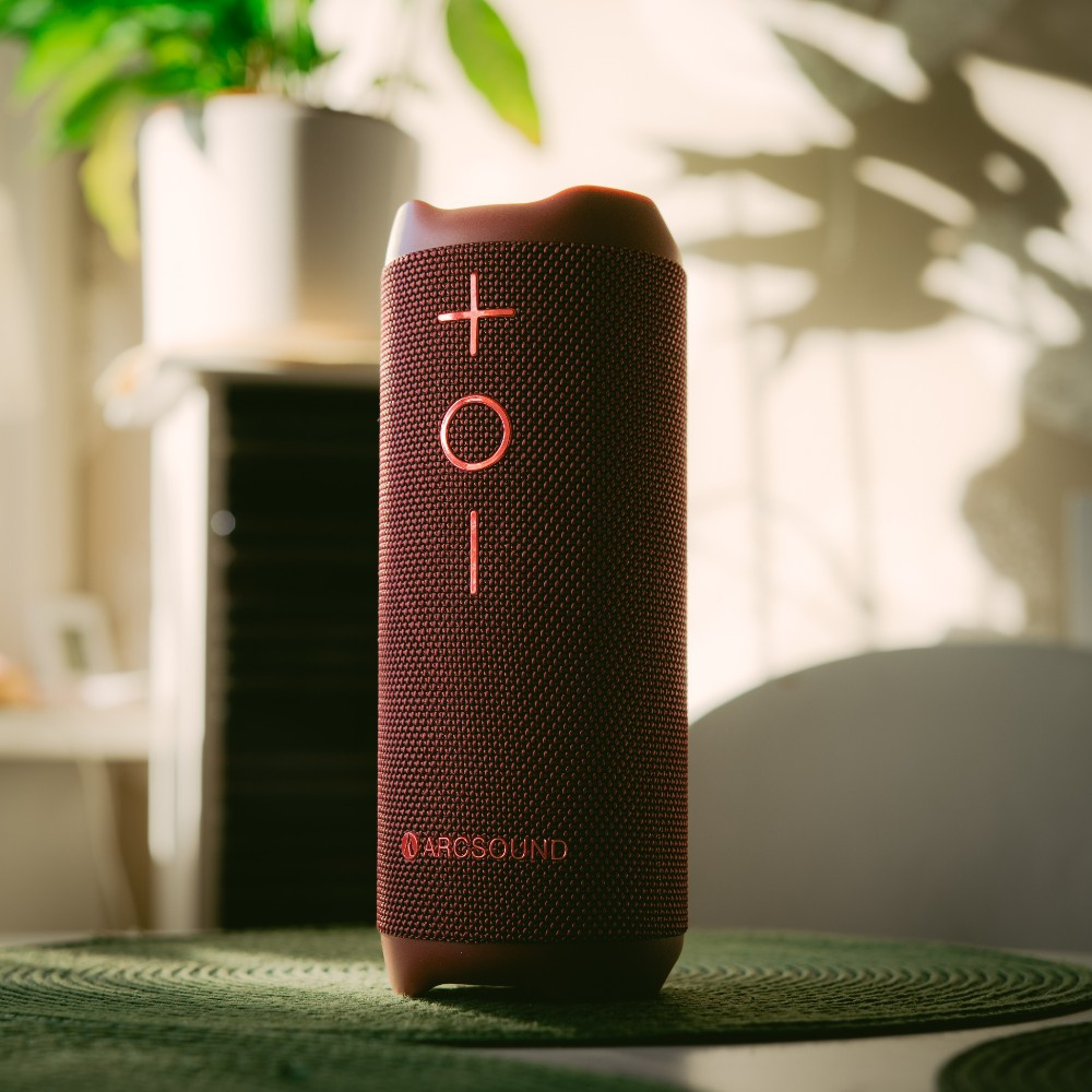 Arcsound EDGE Ruby Red kraftfuld bærbar højttaler med Bluetooth, sort