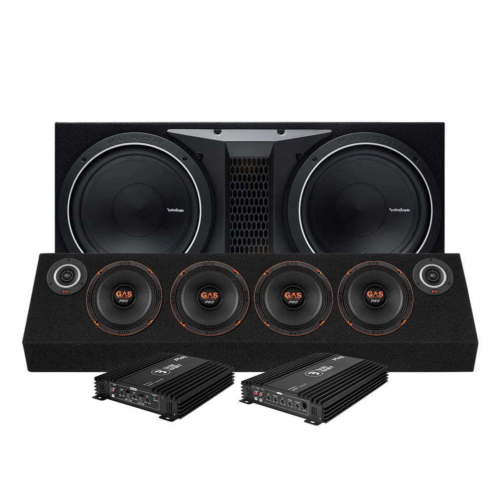 Rockford Fosgate P1-2x12 baspaket & PSB4645 raggarplanka med slutsteg