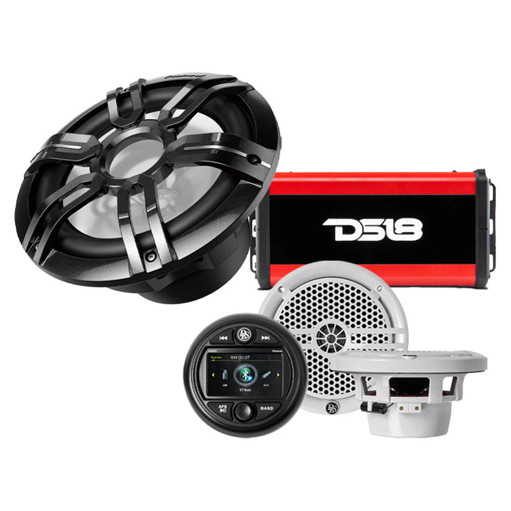 Marint pakke med marinstereo, bas, sluttrin og højttalere