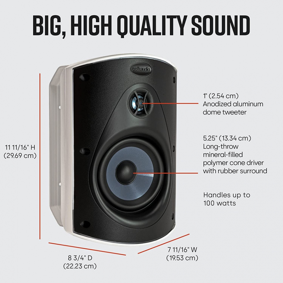 Dynavoice CA802BT & Polk Audio Atrium 6 hvide udendørshøjttalere, stereopakke