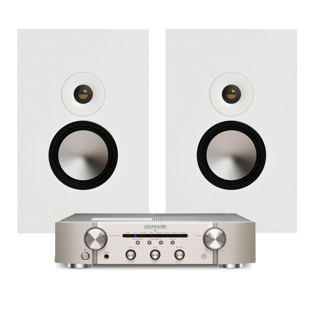 Marantz PM6007 med Monitor Audio Bronze On-Wall 7G i hvid, stereopakke