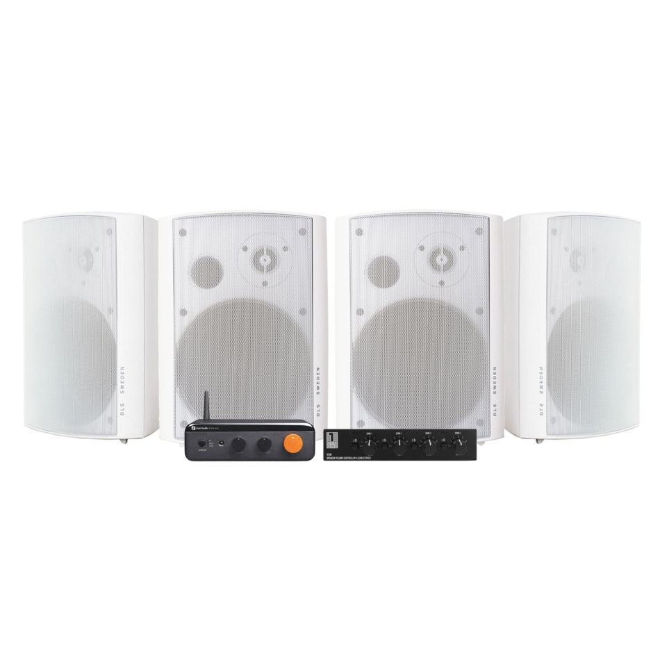 2 par DLS MB6i i hvid med Fosi Audio BT20 Max, multiroom-pakke