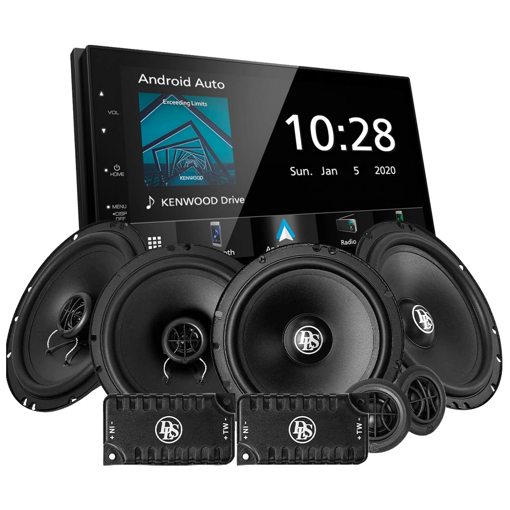 Kenwood DMX5020BTS & DLS PA for- og bagsystem, bilstereopakke