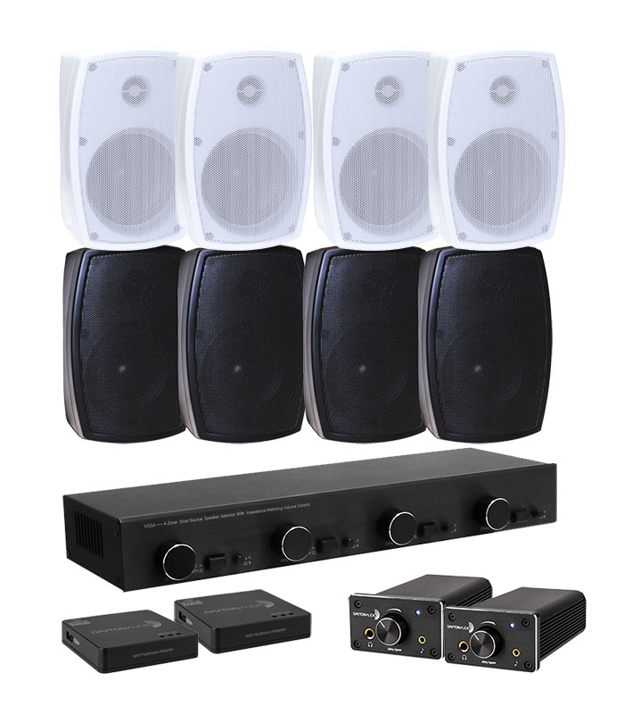 Dayton Audio DTA-120BT med högtalarväxel, WiFi-adapter & 4par högtalare