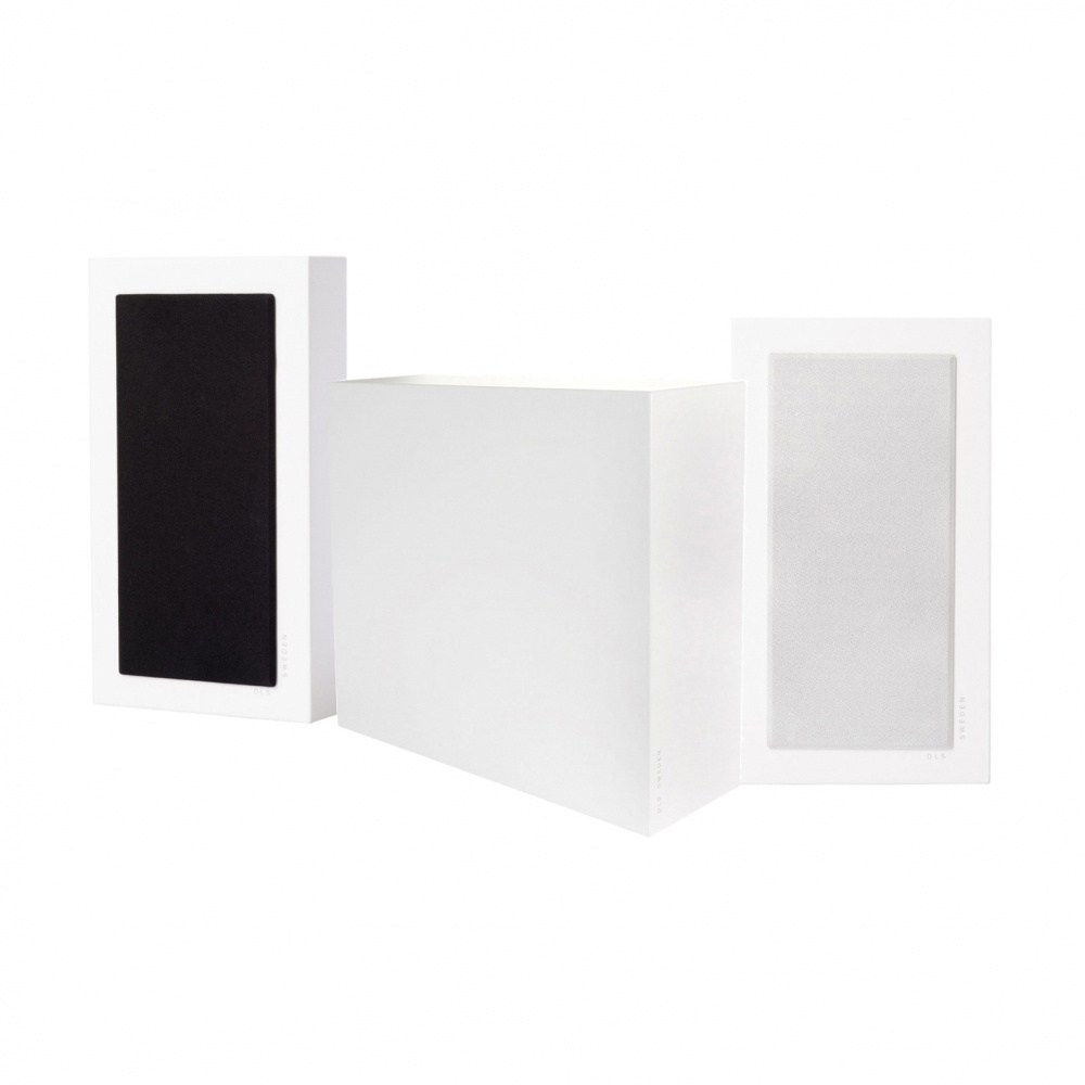 DLS Flatbox Midi On-Wall 2.1 højtalerpakke, hvid