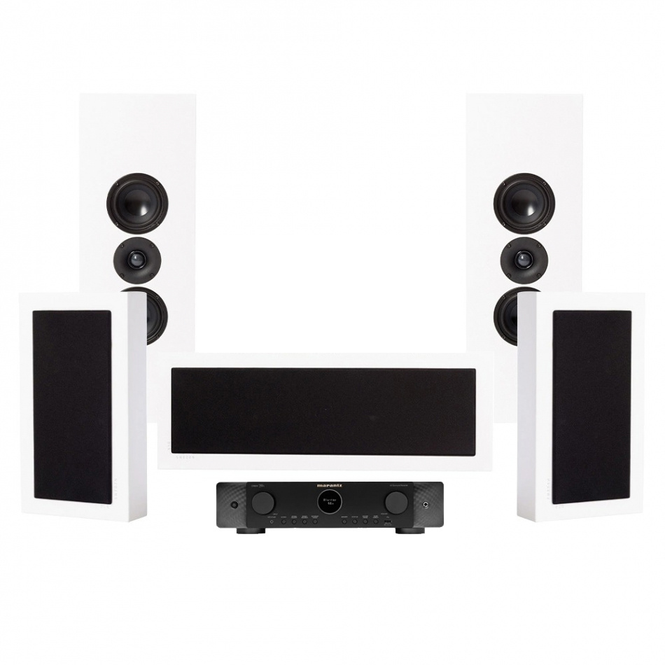 Marantz Cinema 70S & DLS Flatbox XL On-Wall 5.0 hemmabiopaket, vit