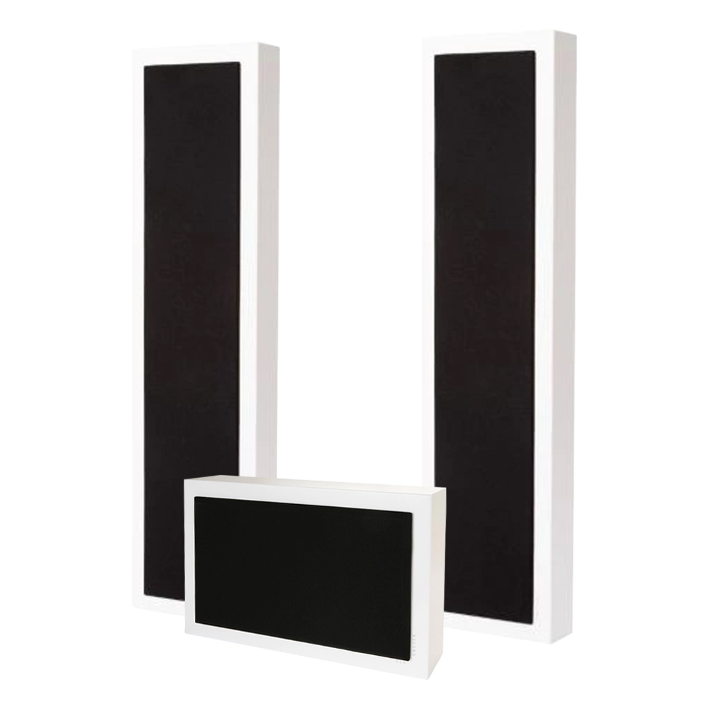 2-pak DLS Flatbox XXL & Flatsub 8.2 2.1 højttalerpakke, hvid