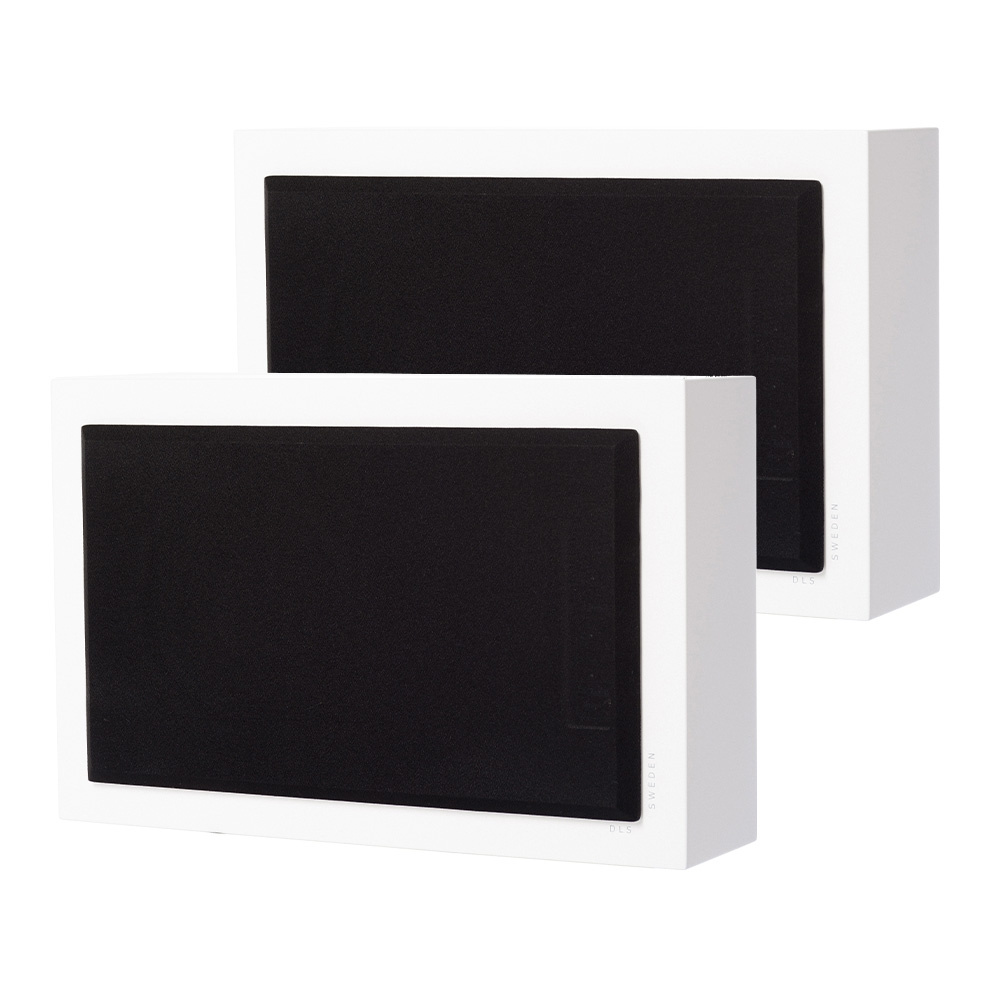 2-pak DLS Flatsub 8.2 væghængt aktiv subwoofer, mat hvid