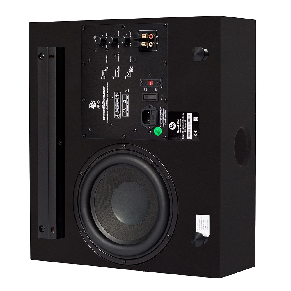 2-pak DLS Flatsub Midi vægmonteret aktiv subwoofer, mat sort