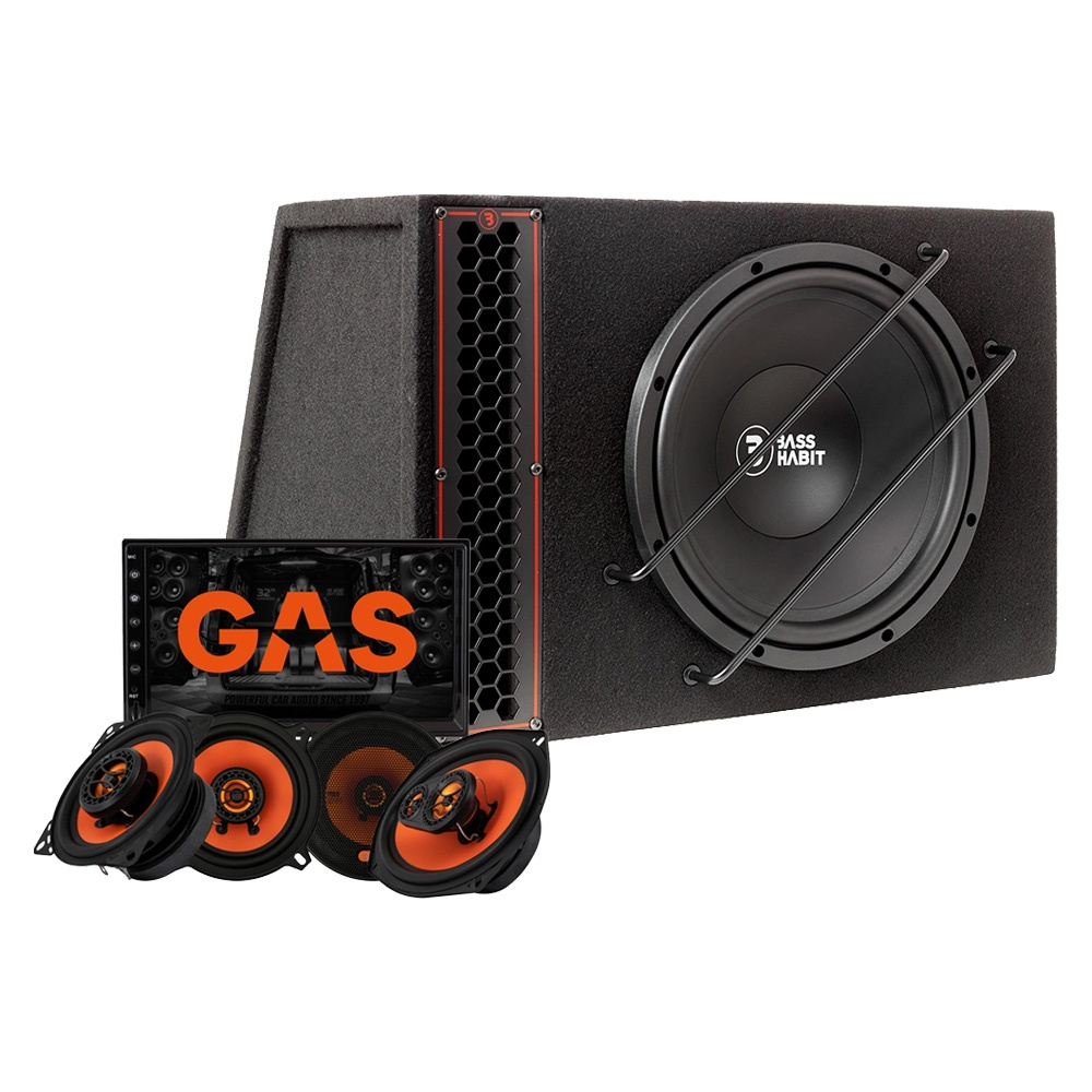 Bass Habit PL112A med MAD X1-højttalere & GMV651BT, komplet pakke