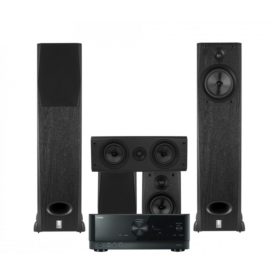 Yamaha RX-V4A & System One H16B 5.0 hemmabiopaket, svart