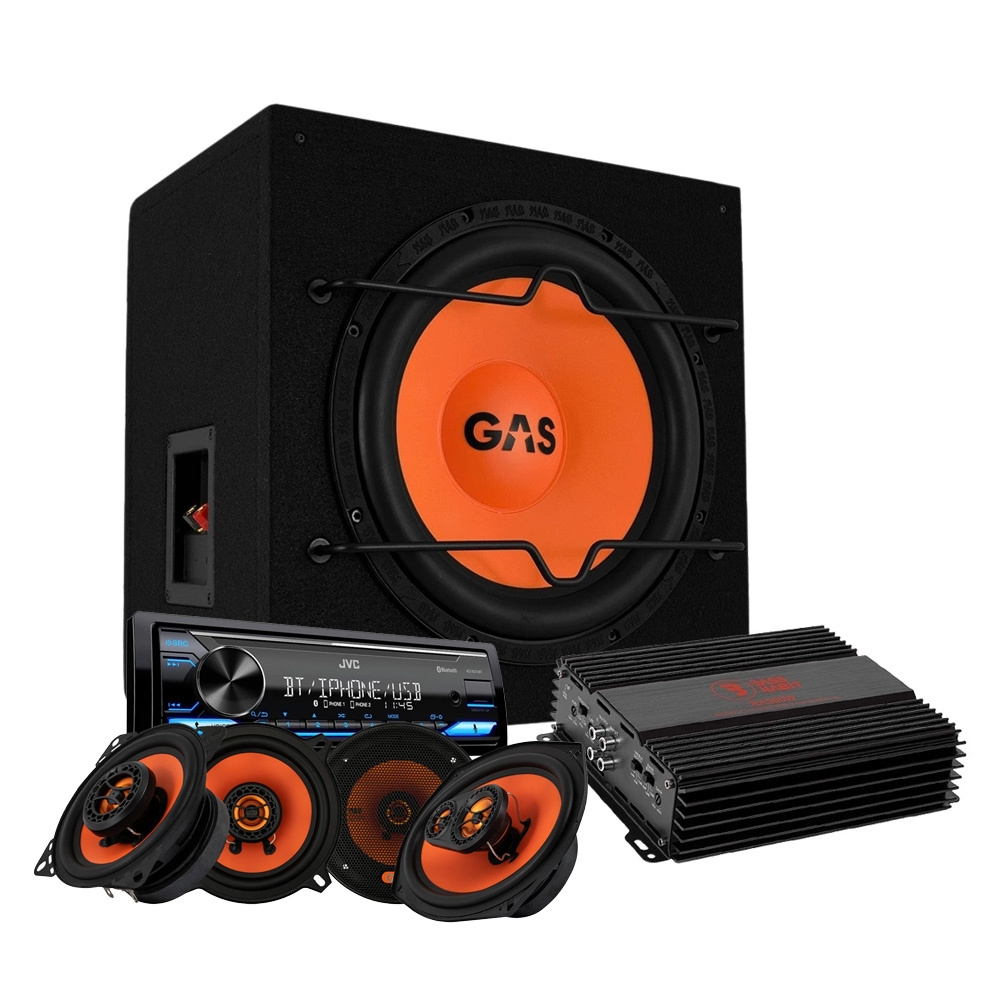 GAS MAD B1-112 helhedspakke med JVC KD-X382BT og MAD X1-højttalere