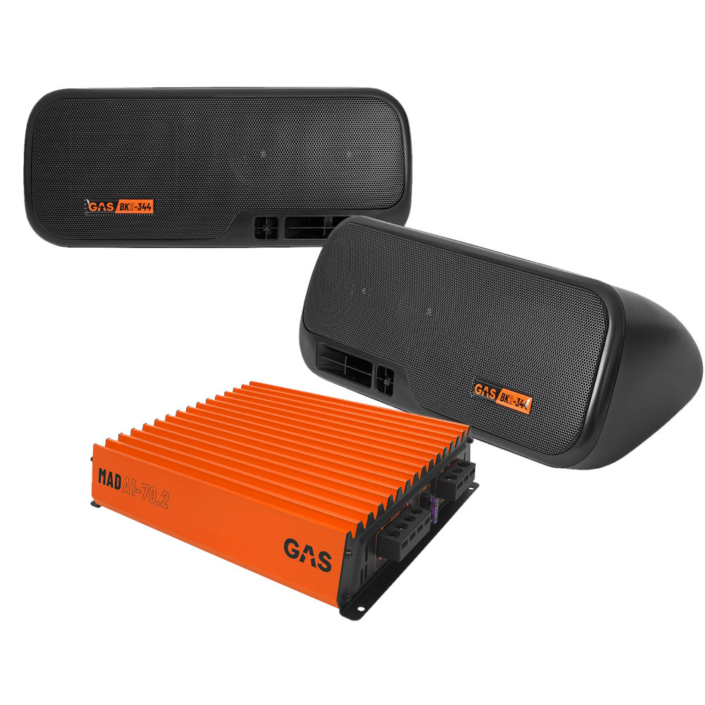 GAS MAD BK2-344 kassehøjttalere & MAD A1-70.2, hattehyldepakke