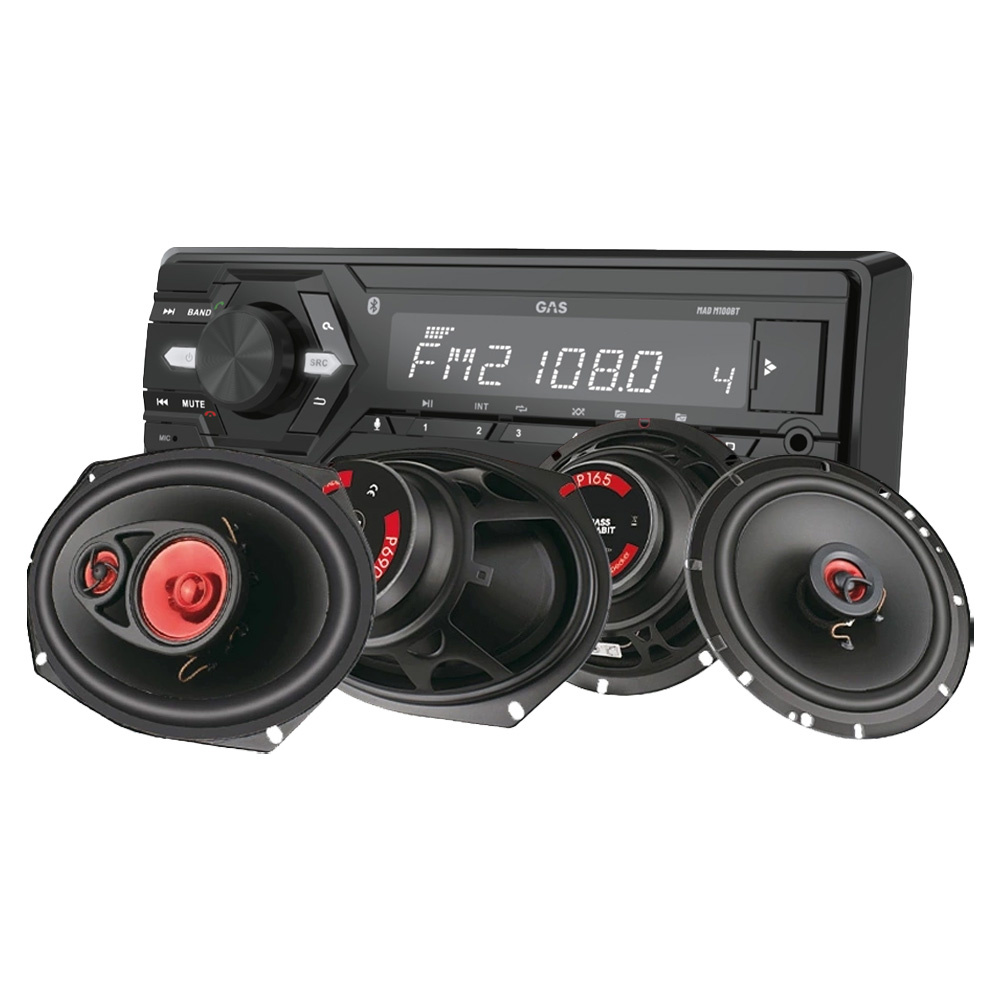 GAS MAD M100-BT bilstereosæt med Bass Habit Play-højttalere
