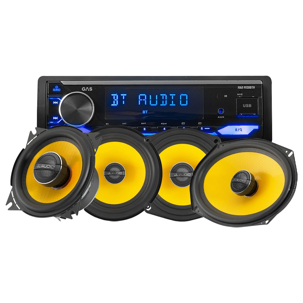 GAS MAD M130-BTN med JL Audio C1-koaksialhøjttalere, bilstereopakke