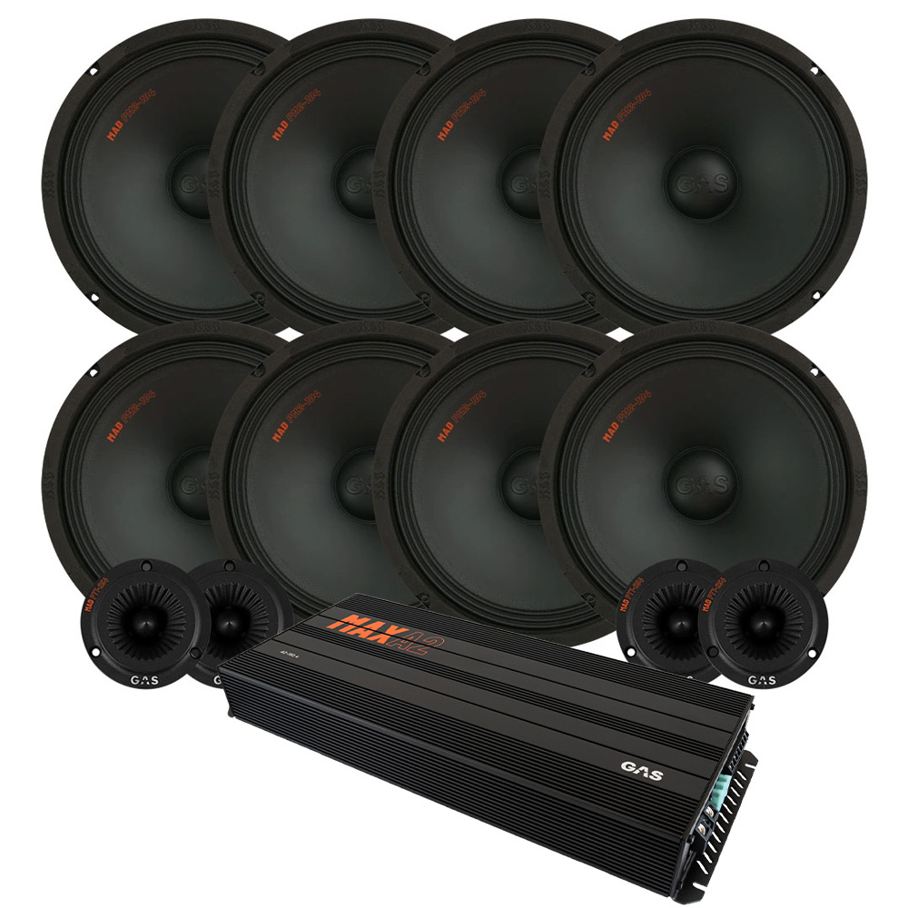 8-pak GAS MAD PM2-104 med PT1-254 SPL-pakke med forstærker, stor