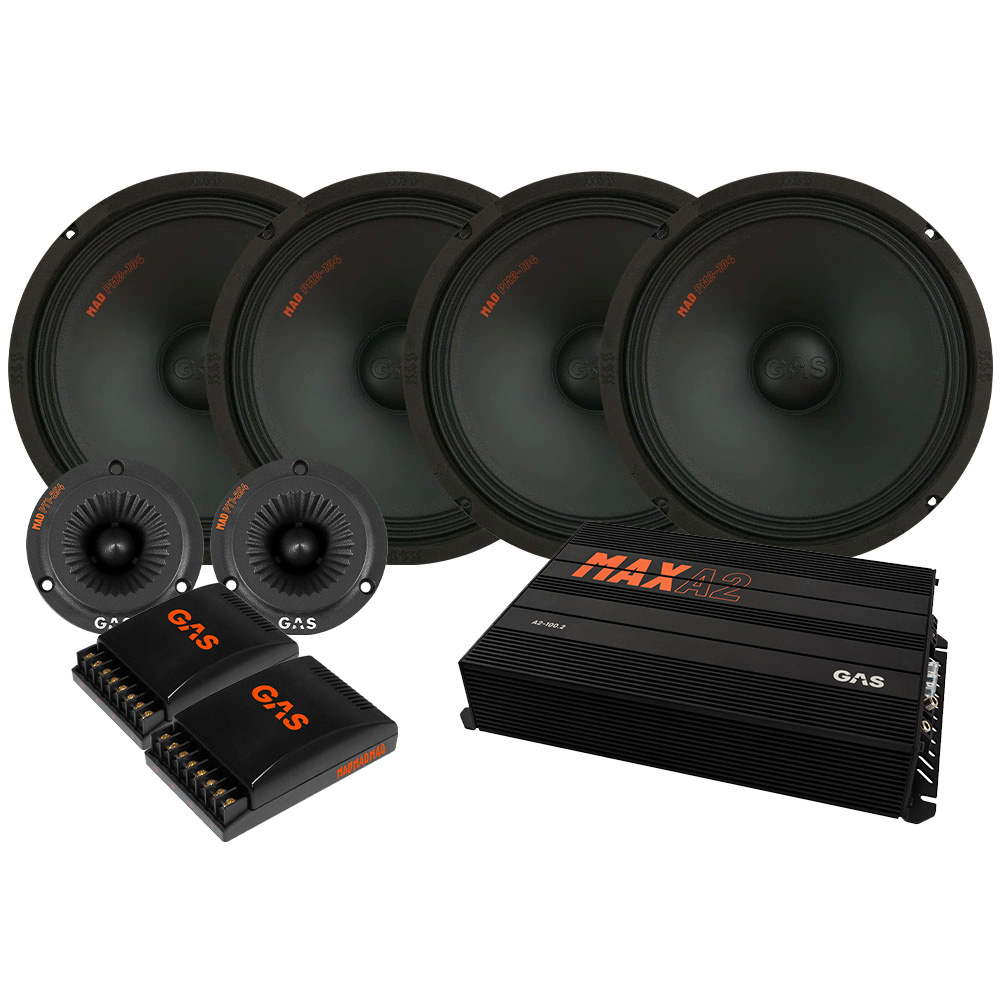 4-pak GAS MAD PM2-104 SPL-pakke med forstærker, medium