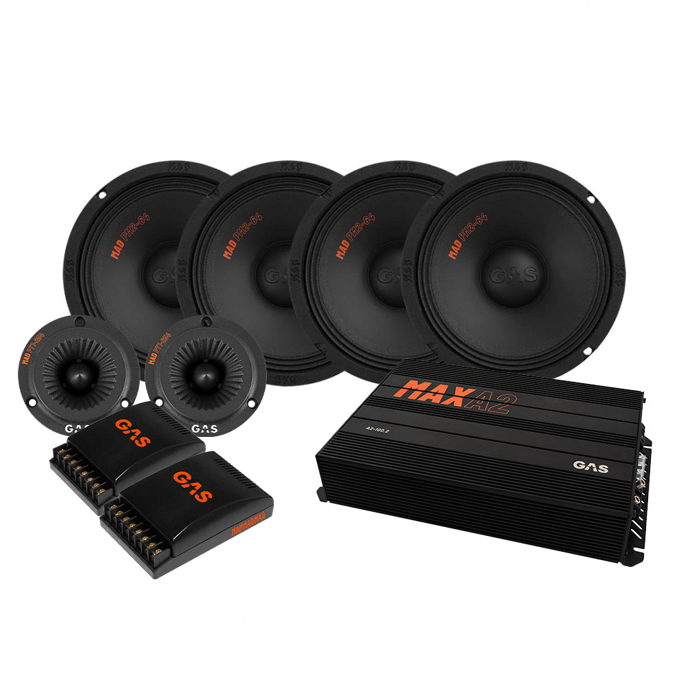 4-pak GAS MAD PM2-64 SPL-pakke med forstærker, medium