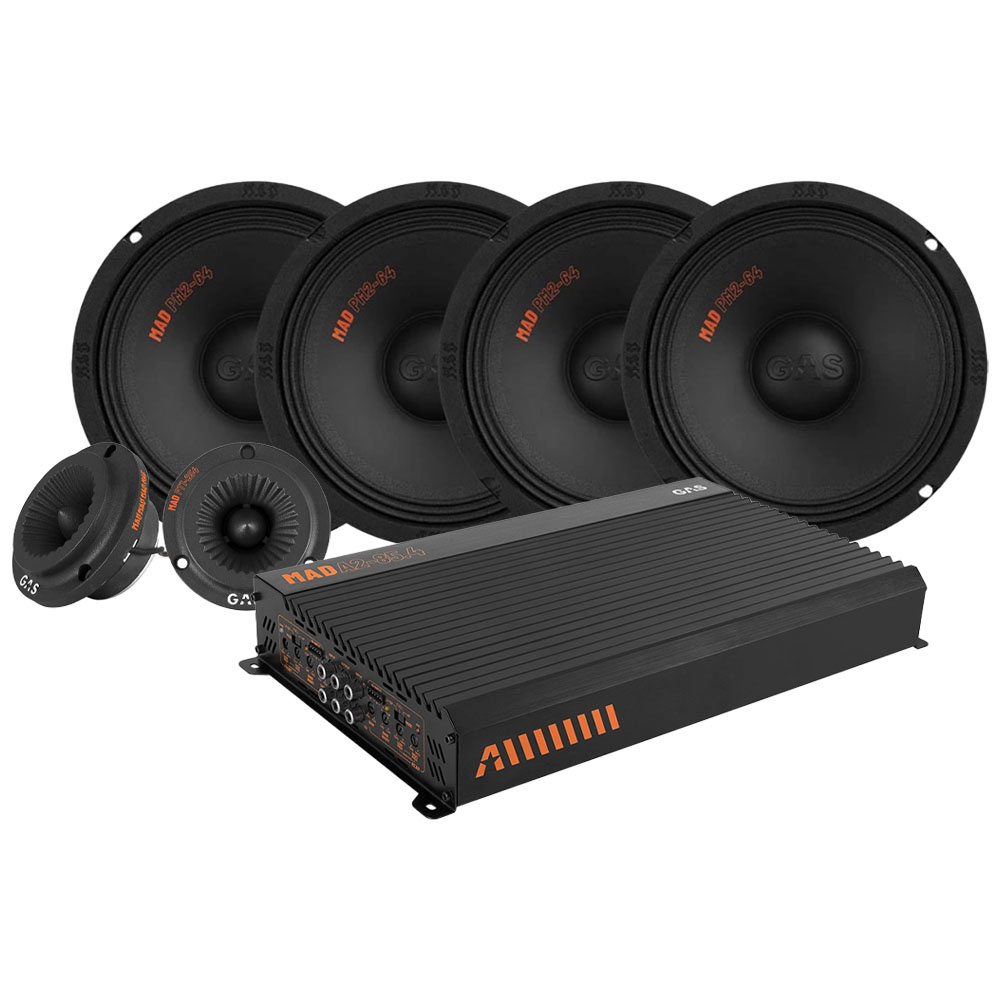 4-pak GAS MAD PM2-64 med PT1-254 SPL-pakke med forstærker, medium