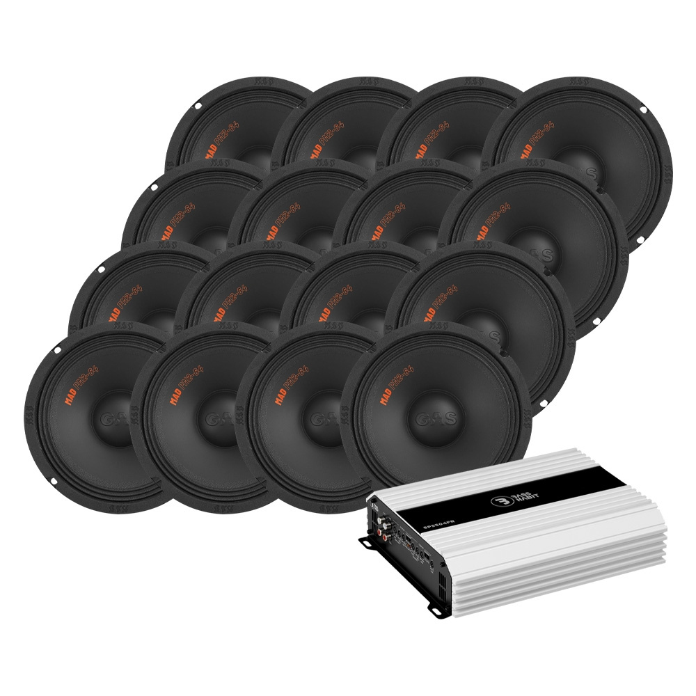 16-pack GAS MAD PM2-84 med Bass Habit SP5504FR, SPL-pakke