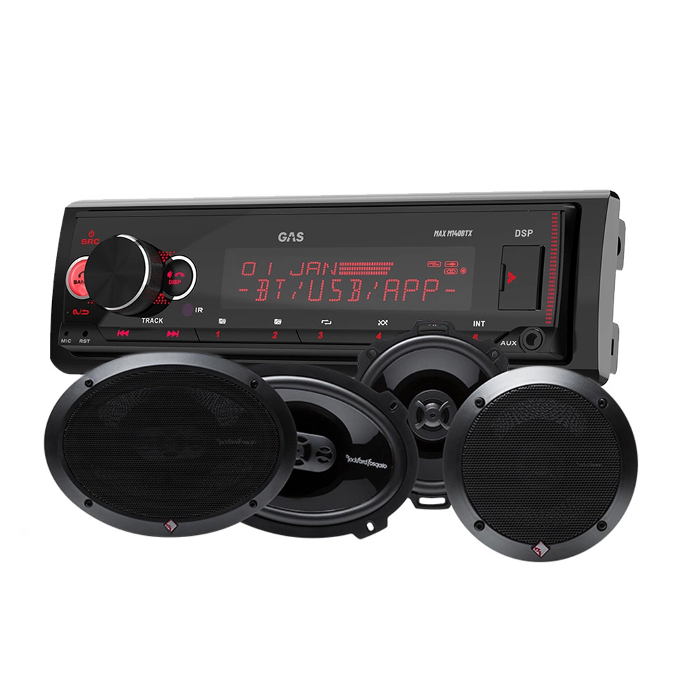 GAS MAX M140-BTX & Rockford Fosgate PUNCH-højttalere, bilstereopakke
