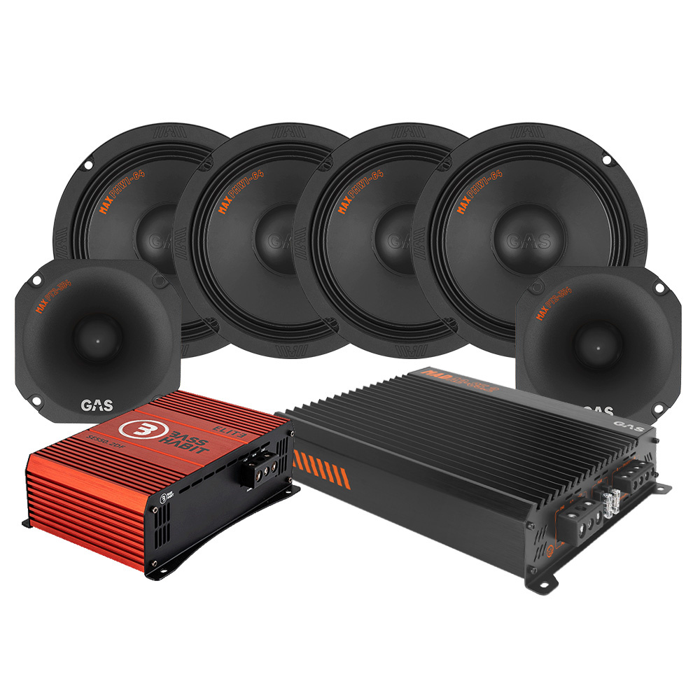 4-pak GAS MAX PMW1-64 SPL-pakke med forstærker, medium