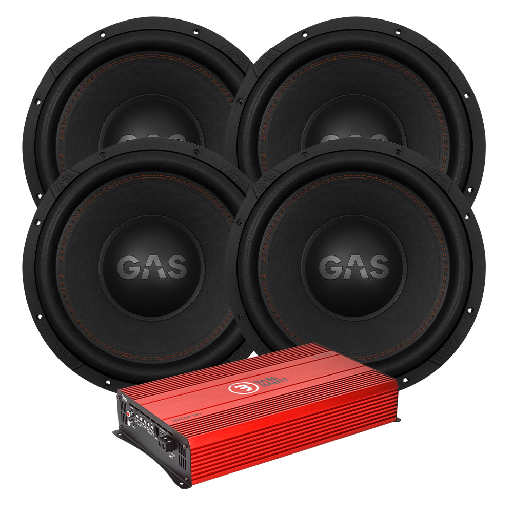 4-pak GAS MAX S1-15D2 med Bass Habit SE8000.1D1, baspakke