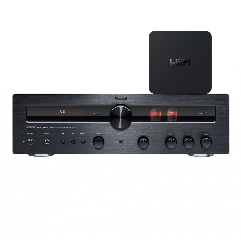 Magnat MR780 stereoforstærker med Wiim Pro netværksstreamer