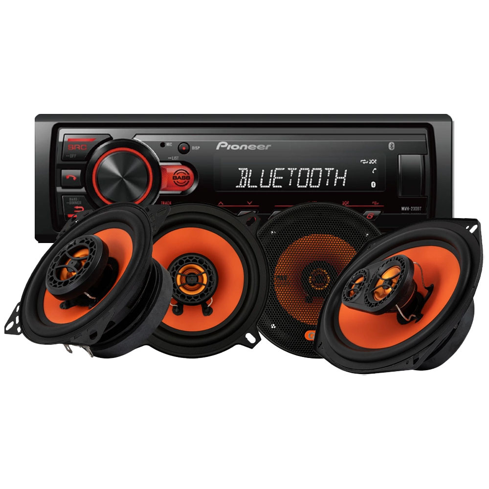 Pioneer MVH-230BT & GAS MAD X1-højttalere, bilstereopakke