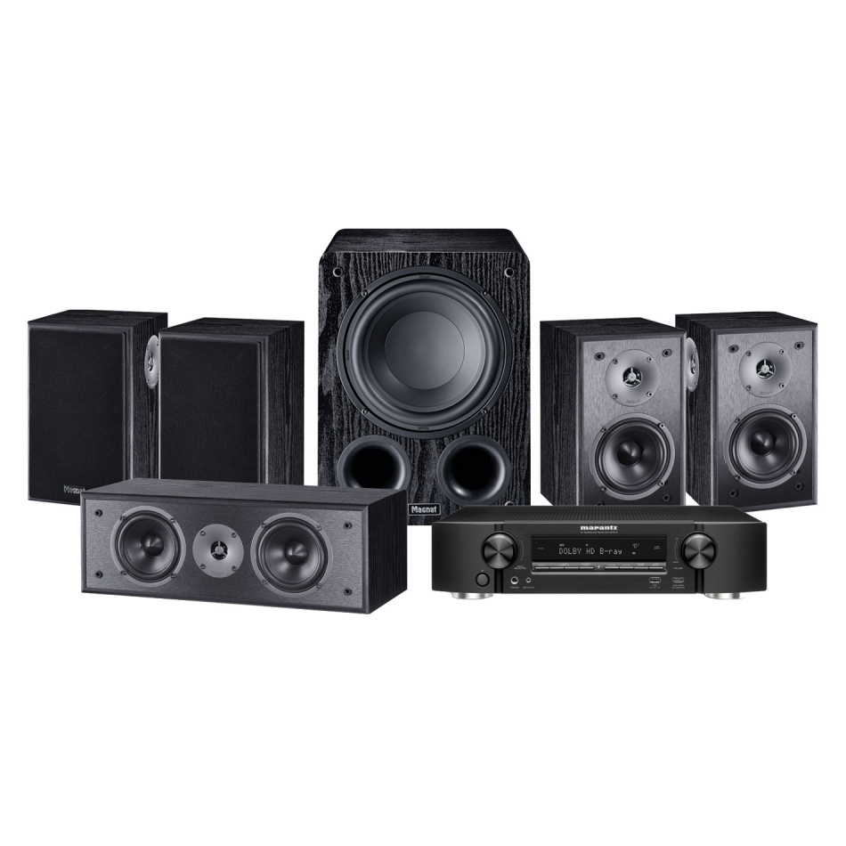 Marantz NR1510 & Magnat Monitor S10B 5.1 hemmabiopaket, svart
