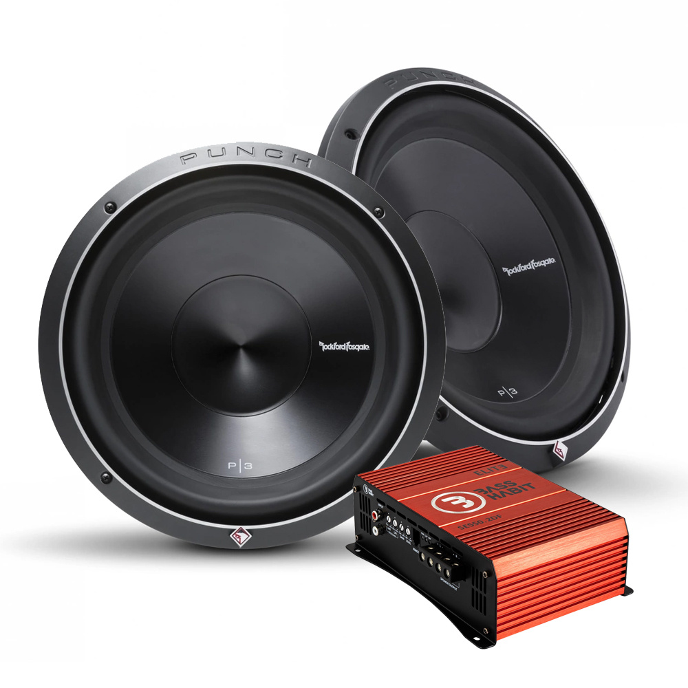 2-pack Rockford Fosgate P3D2-12 & Bass Habit SE550.2DF, baspakke