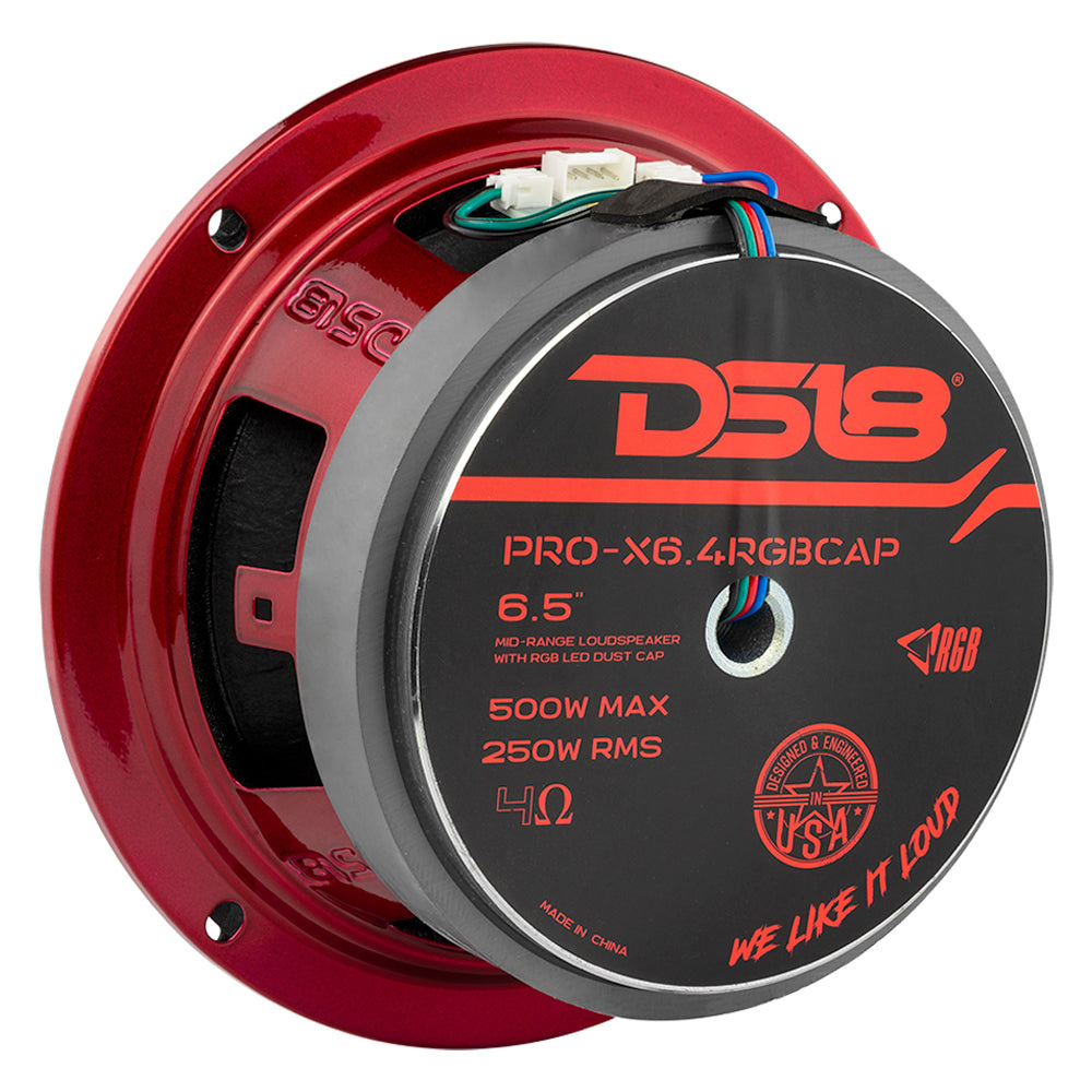 4-pack DS18 PRO-X6.4RGBCAP med PRO-TW1L, SPL-kit med RGB LED-belysning