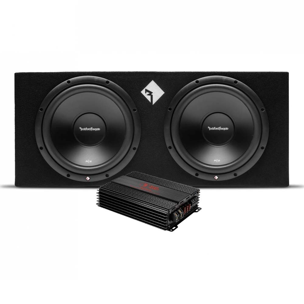 Rockford Fosgate R2-2X12 og Bass Habit RA2000W, baspakke
